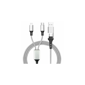 RENKEI - CÂBLE DE CHARGE 4 EN 1 20W EN MATÉRIAUX RECYCLÉS - SILVER