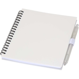 Ensemble carnet à couverture souple en plastique recyclé et stylo bille (encre bleue) Niove
