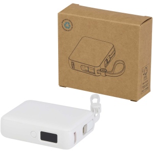 Batterie externe Acrux de 10 000 mAh et 35 W pour tablette avec câble Type-C intégré - fabriquée en plastique recyclé