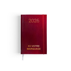 AGENDA DE CHANTIER 2026 - 90 x 140 mm - COUVERTURE NOIRE TRANSFERT A CHAUD - ELASTIQUE DE FERMETURE - CRAYON ET PORTE CRAYON