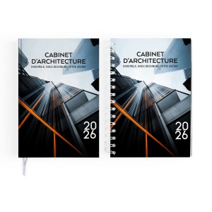 AGENDA CARRE 1 JOUR CREATION 2026 - 140 x 210 mm - COUVERTURE SOUPLE 380g QUADRI - SPIRALE BLANCHE