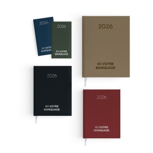 AGENDA EMBOITE NATUREL 2026 - MINI 90 x 165 mm - COUVERTURE KAKI - TRANSFERT A CHAUD - 2 PAGES (1 FEUILLE) QUADRI EN DEBUT D'AGENDA