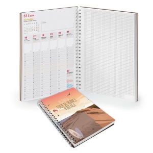 AGENDA SCRIPT BOOK 2026 - 226 x 298 mm - SPIRALE BLANCHE - COUVERTURE PELLICULAGE SOFT TOUCH - 3 FEUILLETS PERSONNALISES