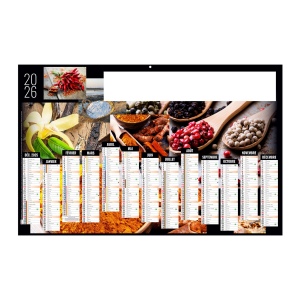 CONDIMENTS 2026 - MAXI 650 x 405 mm - CC REMBORDE - DOS ECOGESTES - SANS MARQUAGE - 1 TROU EN TETE