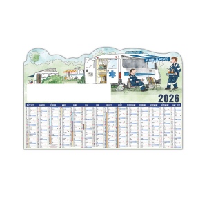 L AMBULANCIER 2026 - MAXI 650 x 405 mm - CC REMBORDE - DOS VIN - MARQUAGE 1 COULEUR - IDENTIQUE RECTO VERSO - 1 TROU EN TETE