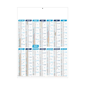 MARIANNE BLEU 2026 - MIDI 335 x 430 mm - CC REMBORDE - VERSO CUISINE - MARQUAGE QUADRI - IDENTIQUE RECTO VERSO