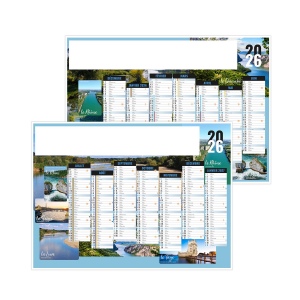 NATURE 2026 - STANDARD 550 x 405 mm - CC REMBORDE - MARQUAGE QUADRI - IDENTIQUE RECTO VERSO - 2 OEILLETS CORDON