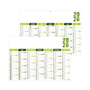 FLORENTIN VERT 2026 - STANDARD 550 x 405 mm - CC REMBORDE - MARQUAGE QUADRI - IDENTIQUE RECTO VERSO - 1 TROU EN TETE