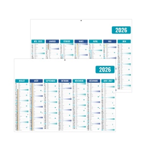 GAMECO BLEU 2026 - STANDARD 550 x 345 mm - CC REMBORDE - MARQUAGE QUADRI - IDENTIQUE RECTO VERSO - 1 TROU EN TETE