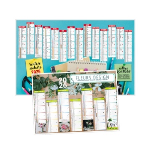 CALENDRIERS BANCAIRES CREATION 2026 - MAXI 650 x 405 mm - CC REMBORDE - IMPRESSION RECTO SEUL - VERNIS SELECTIF - 2 OEILLETS CORDON