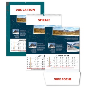 HUBERT 2026 - 12 FEUILLETS - BLOC ET DOS VIDE POCHE AGRAFES MARQUAGE QUADRI