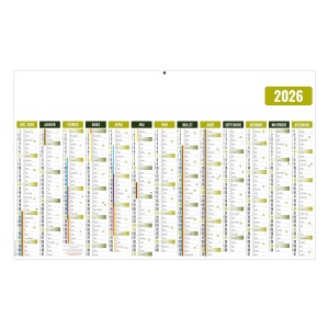 ECOMAX VERT 2026 RECTO SEUL - MAXI LEGER SOUPLE - 650x405MM - SANS MARQUAGE - 1 TROU EN TETE