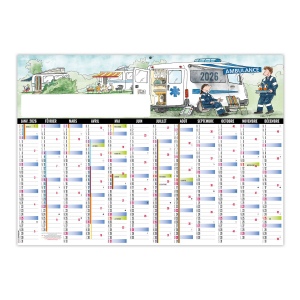 PLANNING AMBULANCE CAMP 2026 - XXL 700X500 MM LEGER 400G - RECTO SEUL - AVEC PELLICULAGE EFFACABLE - SANS MARQUAGE