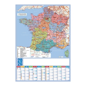 PLANNING REGIONS 2026 - XXL 500X700 MM LEGER 400G - RECTO SEUL - SANS MARQUAGE