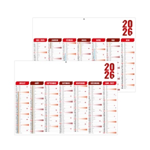 FLORENTIN ROUGE 2026 - MIDI 430 x 335 mm - LEGER 400G - MARQUAGE QUADRI - DIFFERENT RECTO VERSO - 1 TROU EN TETE