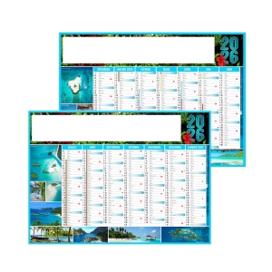 EXOTIC 2026 - STANDARD 550 x 405 mm - LEGER 400G - MARQUAGE QUADRI - DIFFERENT RECTO VERSO - 1 TROU EN TETE