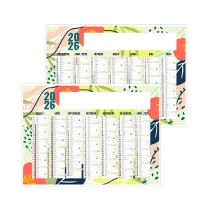 NATUREL 2026 - STANDARD 550 x 405 mm - LEGER 400G - MARQUAGE QUADRI - IDENTIQUE RECTO VERSO - 1 TROU EN TETE