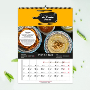 CALENDRIER MURAL 12 FEUILLETS CREATION 2026 - 240 x 330 mm - 11 FEUILLETS SUR 135g + 1 FEUILLET SUR 380g - SPIRALE BLANCHE EN TETE