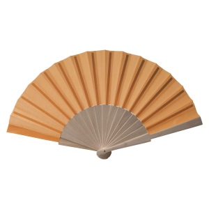 Éventail en tissu polycoton (coton + polyester) avec manche en bois, longueur 23 cm