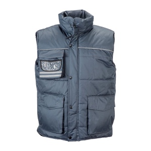 Gilet rembourré sans manche en polyester imperméabilisé avec bordure réfléchissante