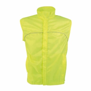 Gilet de haute visibilité en polyester avec filet aéré sur le dos de couleur fluo avec ban