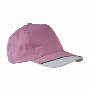 Casquette en coton, 5 panneaux avec partie blanche sur la visière et bande réfléchissante,
