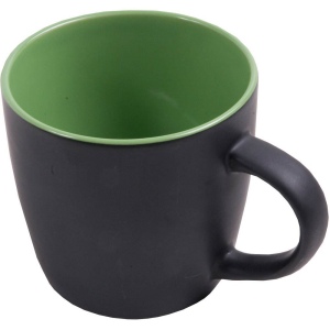 Tasse en céramique avec extérieur de couleur noire opaque et intérieur coloré brillant (0,