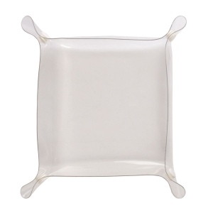 Vide-poche, porte-objet en simili cuir (PVC) carré 23x23 cm avec boutons en métal