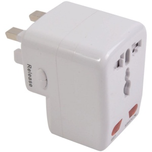 Adaptateur prise universelle avec entrée USB. Input 100-125V 6A ou 220-250V 6A. ATTENTION