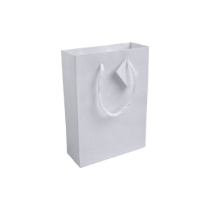 Shopper avec soufflet en carte laminée 157 g/m2 avec renforcement à la base, anses en cord