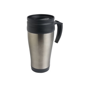 Tasse thermos (400ml) en acier inox, avec intérieur, manche et bouchon en plastique