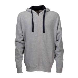 Sweat homme à fermeture éclair 60% coton, 40% polyester 20 g/m2 avec capuche et 2 poches f