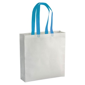 Shopper avec soufflet en TNT laminé 100g7m2 thermosoudé, anses longues