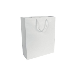 Shopper avec soufflet en papier laminé opaque 157 g/m2 avec renforcement au fond
