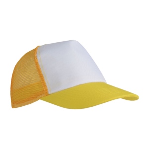 Casquette en polyester, 5 panneaux avec filet, fermeture velcro