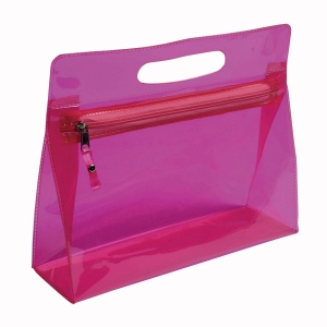 Trousse de toilette en PVC transparente avec fermeture éclair et poignée (20,5x25x7,5 cm)
