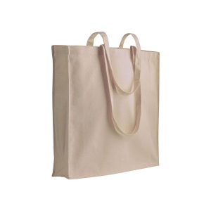 Sac shopping en coton 180 g/m2 avec anses longues et soufflet