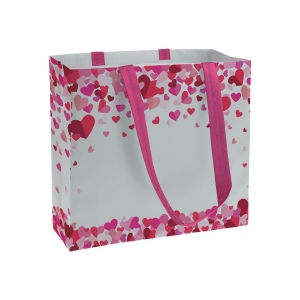 Shopper en TNT laminé, hanses longues et soufflet avec impression à théme