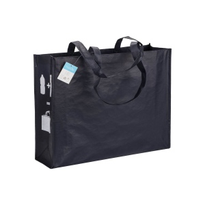 Shopper avec soufflet en R-PET (plastique recyclé). hanses longues