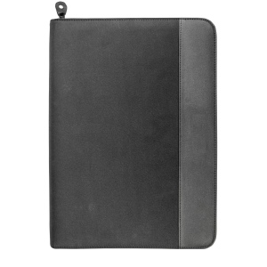 Pochette porte-documents en microfibre et simili cuir. Reliure à anneaux.