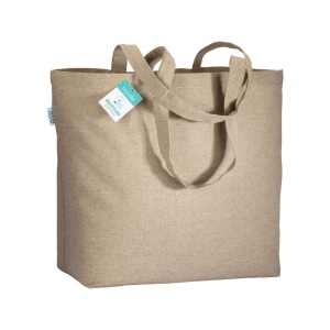 Tote-bag avec soufflet en coton recyclé 190 g/m2, anses longues