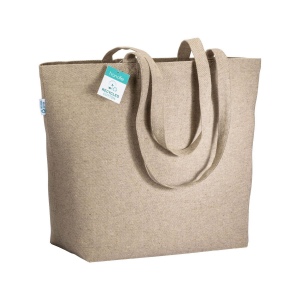Tote-bag avec soufflet à la base en coton recyclé 280 g/m2, anses longues