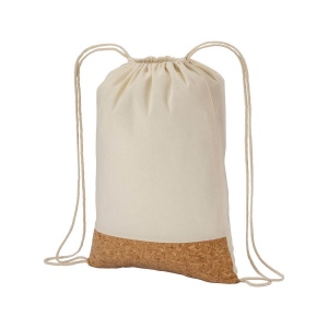 Sac-à-dos en coton 135g/m2 avec fermeture par cordon, base en liège