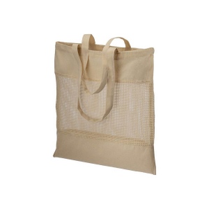 Tote-bag en coton naturel de 135 g/m2 avec filet, anses longues