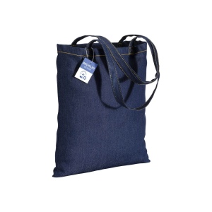 Tote bag en coton denim recyclé, 180 g/m2, anses longues