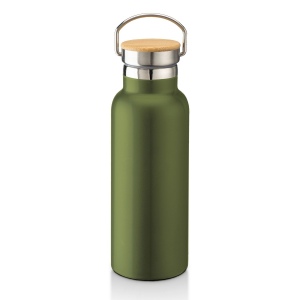 Thermos en acier inoxidable avec double paroi isolante de 500 ml avec bouchon en bambou