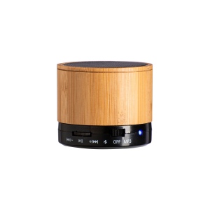 Mini haut-parleur Bluetooth V 5.0 cylindrique en bambou et ABS