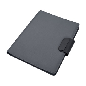 Pochette organizer en R-PET A4 avec bloc et fermeture magnétique qui s'illumine