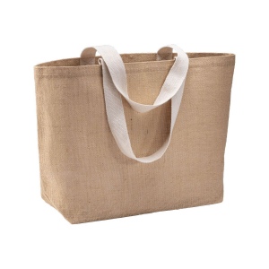 Tote bag en toile de jute avec soufflet à la base et anses