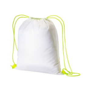 Sac à dos blanc en polyester 210 T avec fermeture à cordons et cordons colorés